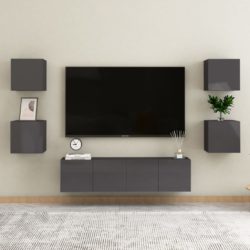 Vegghengte TV-benker 2 stk høyglans grå 30,5x30x30 cm