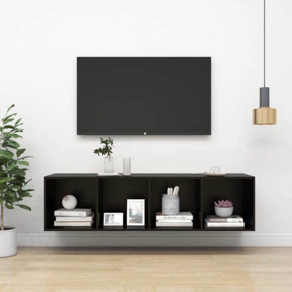 Vegghengt TV-benk svart 37x37x142,5 cm sponplate