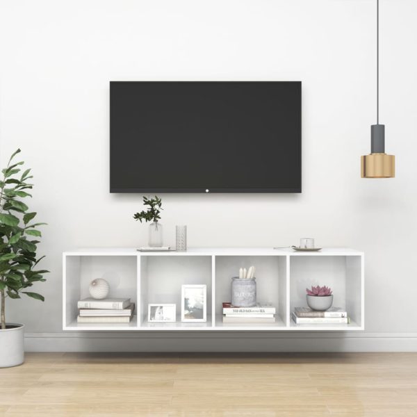 vidaXL Vegghengt TV-benk høyglans hvit 37x37x142,5 cm sponplate