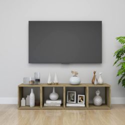 TV-benker 4 stk hvit og sonoma eik 37x35x37 cm sponplate