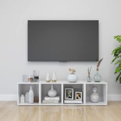 vidaXL TV-benker 4 stk høyglans hvit 37x35x37 cm sponplate