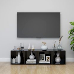 TV-benker 2 stk høyglans svart 37x35x37 cm sponplate