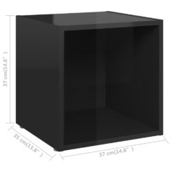 TV-benker 4 stk høyglans svart 37x35x37 cm sponplate