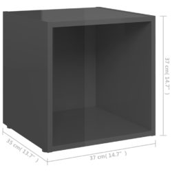 TV-benk høyglans grå 37x35x37 cm sponplate