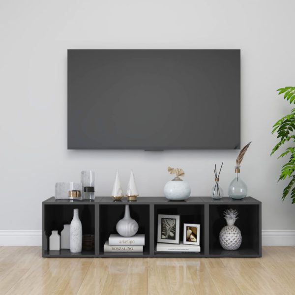 vidaXL TV-benker 4 stk høyglans grå 37x35x37 cm sponplate