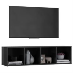 TV-benk høyglans grå 142,5x35x36,5 cm sponplate