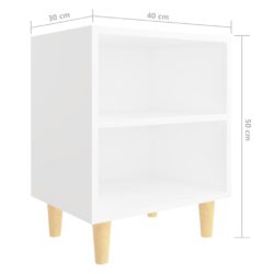 Nattbord med ben i heltre hvit 40x30x50 cm