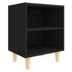 Nattbord med ben i heltre svart 40x30x50 cm