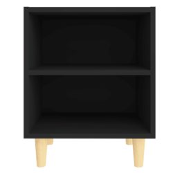 Nattbord med ben i heltre svart 40x30x50 cm