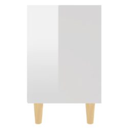 Nattbord med ben i heltre høyglans hvit 40x30x50 cm