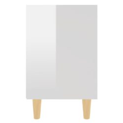 Nattbord med ben i heltre 2 stk høyglans hvit 40x30x50 cm