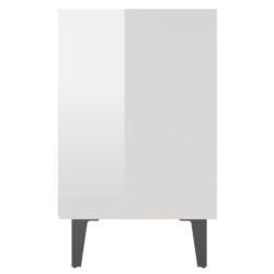 Nattbord med metallben 2 stk høyglans hvit 40x30x50 cm