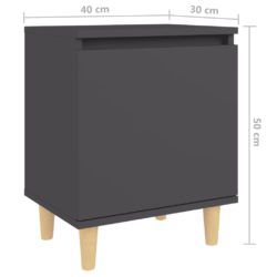 Nattbord med ben i heltre grå 40x30x50 cm