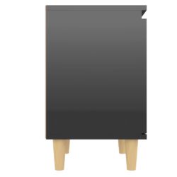 Nattbord med ben i heltre 2 stk høyglans svart 40x30x50 cm
