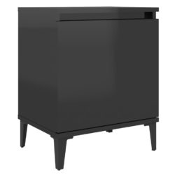 Nattbord med metallben høyglans svart 40x30x50 cm