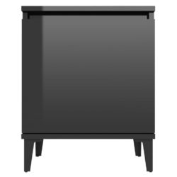 Nattbord med metallben høyglans svart 40x30x50 cm
