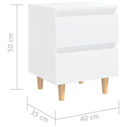 Nattbord med heltre furuben 2 stk hvit 40x35x50 cm