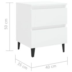 Nattbord høyglans hvit 40x35x50 cm sponplate