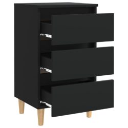 Nattbord med ben i heltre svart 40x35x69 cm