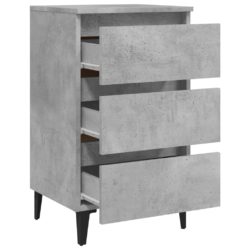 Nattbord med metallben 2 stk betonggrå 40x35x69 cm