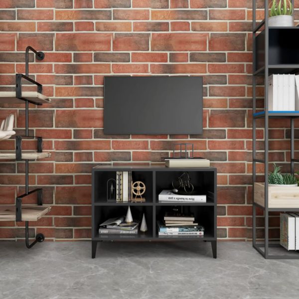 TV-benk med metallben grå 69,5x30x50 cm