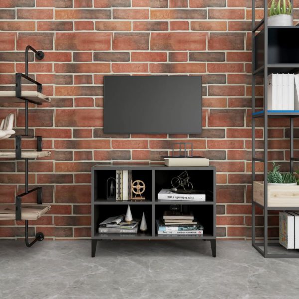 vidaXL TV-benk med metallben høyglans grå 69,5x30x50 cm