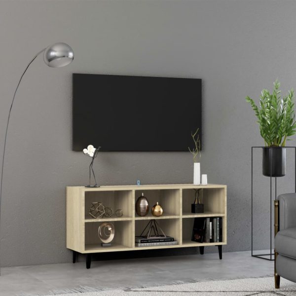 vidaXL TV-benk med metallben sonoma eik 103,5x30x50 cm