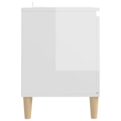 TV-benk med ben i heltre høyglans hvit 103,5x35x50 cm