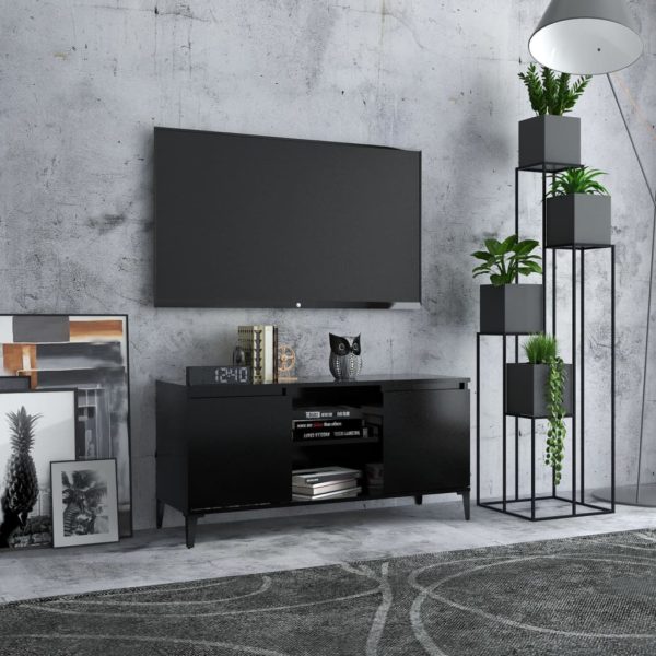 TV-benk med metallben svart 103,5x35x50 cm