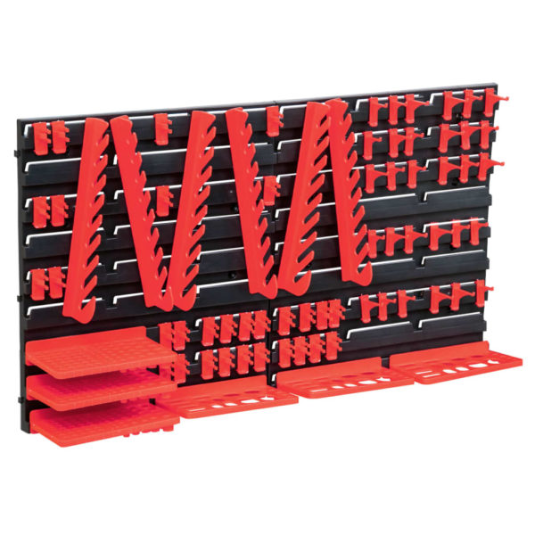 vidaXL Oppbevaringssett i 71 deler med veggpaneler rød og svart