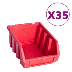 vidaXL Oppbevaringsbokssett i 141 deler med veggpaneler rød og svart