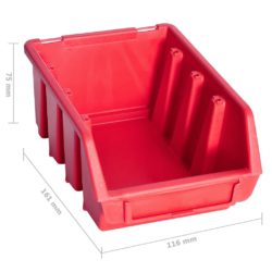 vidaXL Oppbevaringsbokssett i 141 deler med veggpaneler rød og svart