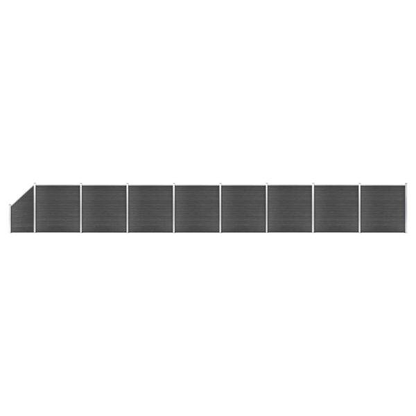 vidaXL Gjerdepanelsett WPC 1484x(105-186) cm svart