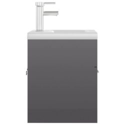 Servantskap med innebygd vask høyglans grå sponplate