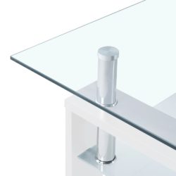 Salongbord hvit og gjennomsiktig 95x55x40 cm herdet glass