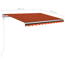 Automatisk uttrekkbar markise 300×250 cm oransje og brun