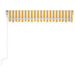 Automatisk markise med LED og vindsensor 350×250 cm gul/hvit