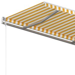 Automatisk uttrekkbar markise 450×300 cm gul og hvit