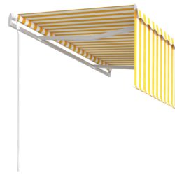 Automatisk markise med rullegardin 3×2,5 m gul og hvit