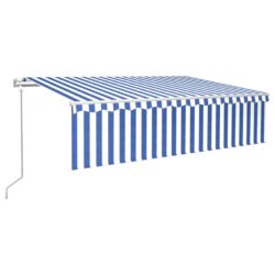 Automatisk uttrekkbar markise med rullegardin 6×3 m blå og hvit