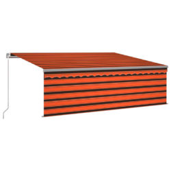 Manuell uttrekkbar markise med rullegardin 4×3 m oransje brun