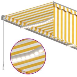 Manuell uttrekkbar markise rullegardin og LED 4,5×3 m gul hvit