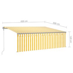 Automatisk uttrekkbar markise med rullegardin 4,5x3m gul hvit