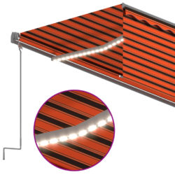 Automatisk markise rullegardin LED vindsensor 6x3m oransje brun