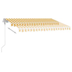 Automatisk markise med LED og vindsensor 350×250 cm gul og hvit