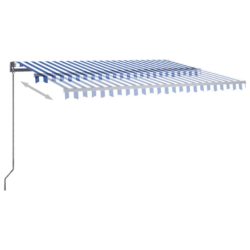 Automatisk markise med vindsensor og LED 400×300 cm blå og hvit