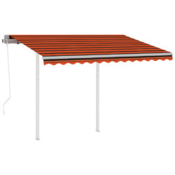 Automatisk uttrekkbar markise med stolper 3×2,5 m oransje brun