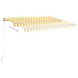 Automatisk markise med LED og vindsensor 3,5×2,5 cm gul og hvit