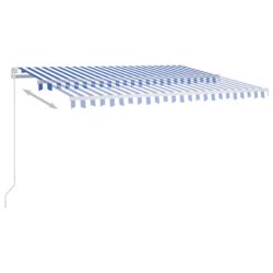 Automatisk markise med vindsensor og LED 4,5×3 m blå og hvit