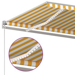 Automatisk markise med vindsensor og LED 4,5×3 m gul og hvit